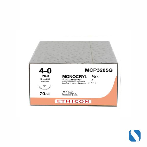 SUTURA ASSORBIBILE ETHICON MONOCRYL - 4/0 ago 16 mm - conf. 12 pz.